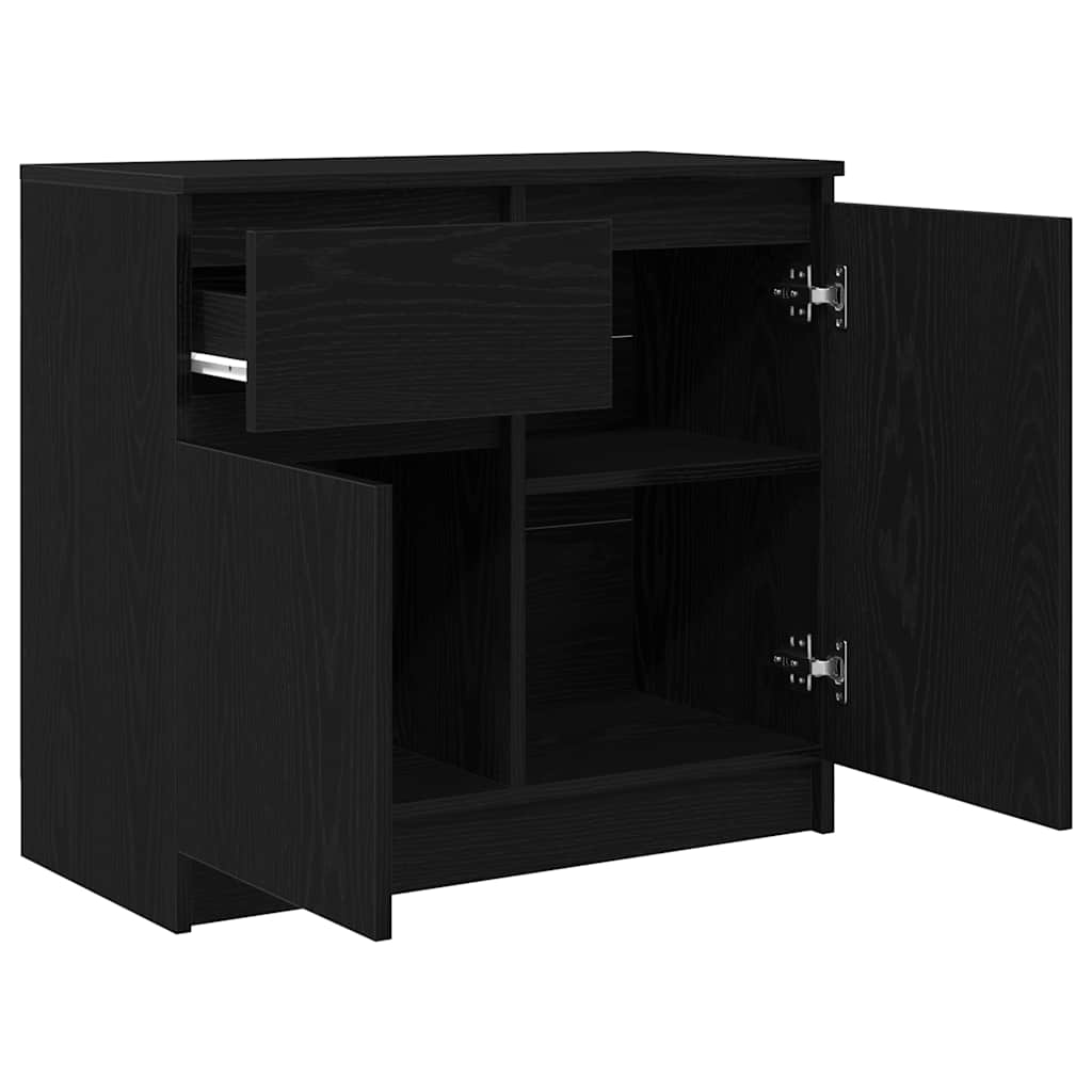 vidaXL Komoda z szufladą Czarny dąb 71x35x65 cm Drewno klejone