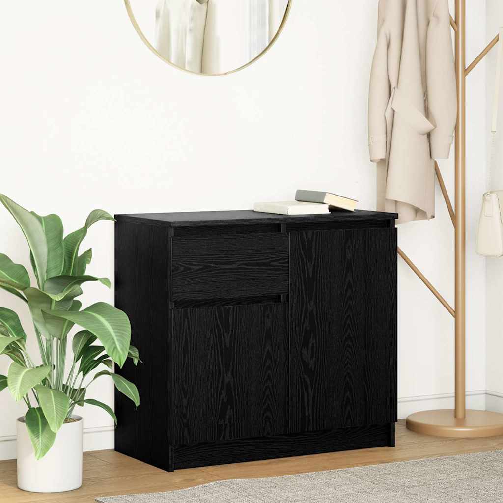 vidaXL Komoda z szufladą Czarny dąb 71x35x65 cm Drewno klejone