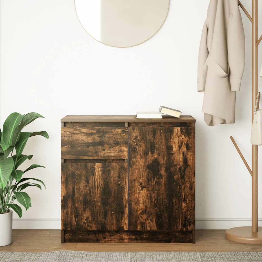 vidaXL Komoda z szufladą Dąb wędzony 71x35x65 cm Drewno klejone