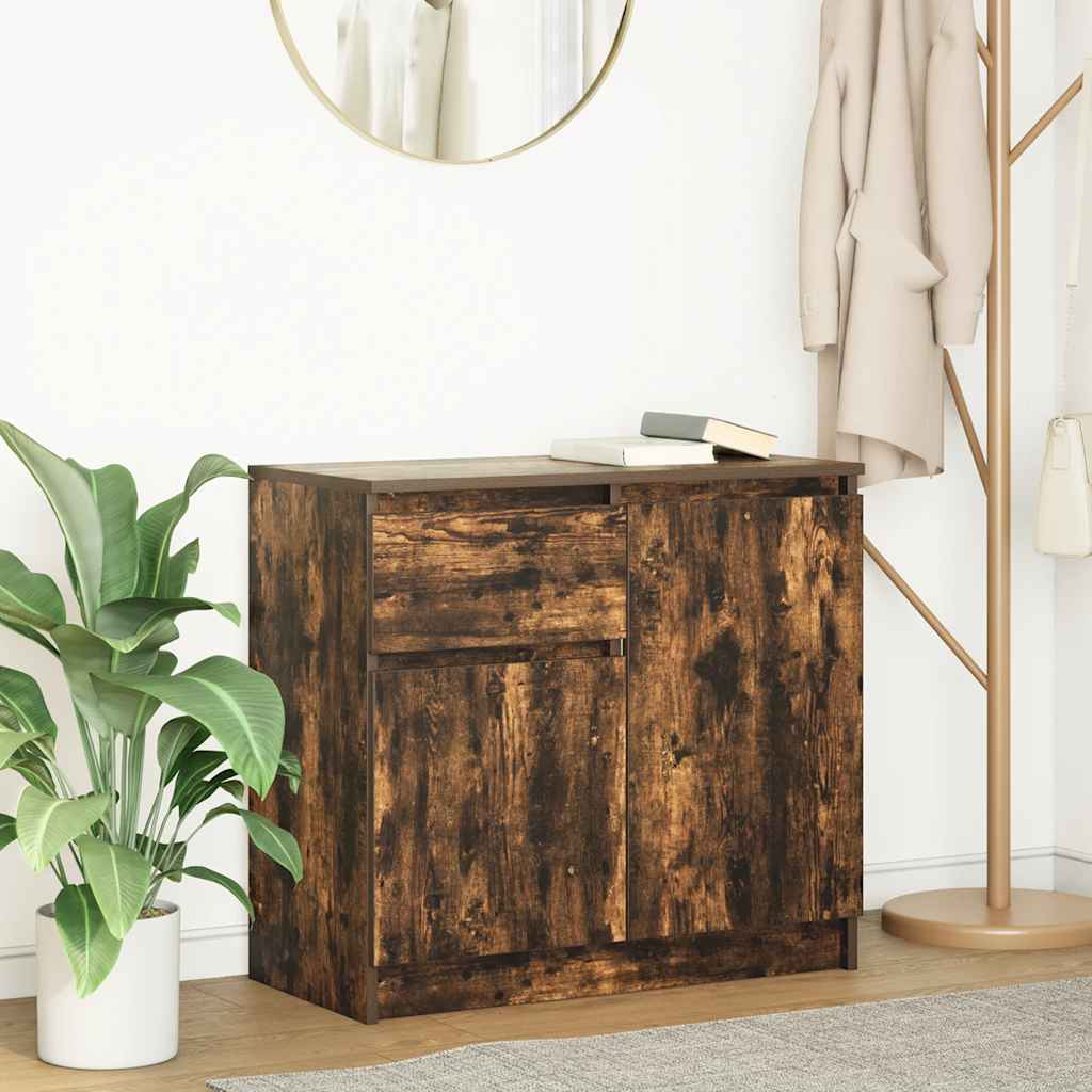 vidaXL Komoda z szufladą Dąb wędzony 71x35x65 cm Drewno klejone
