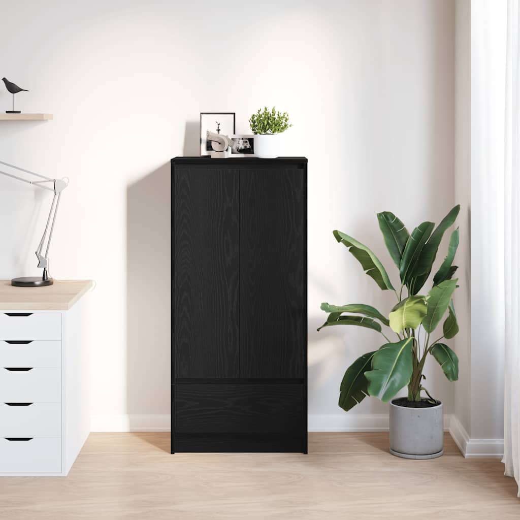 vidaXL Szafka z szufladą Czarny dąb 55,5x34x119,5 cm Drewno klejone