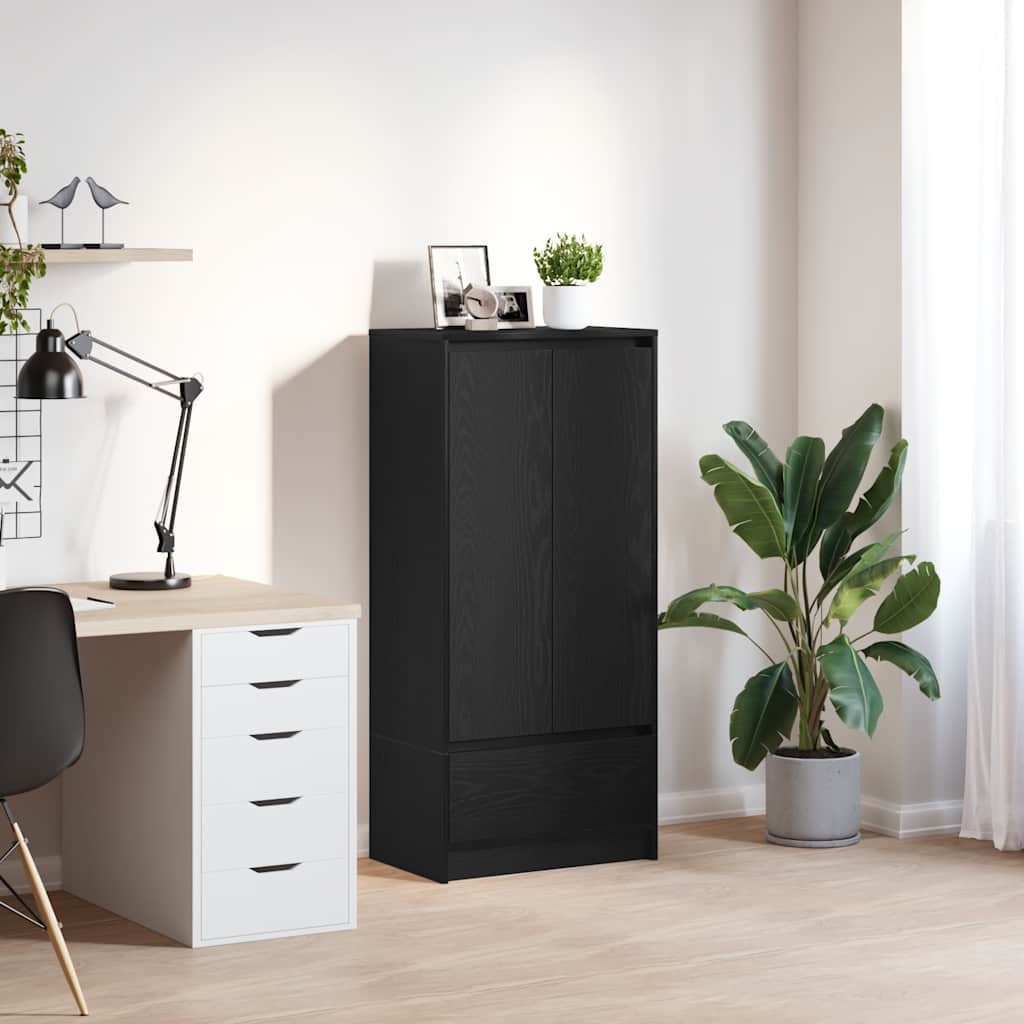 vidaXL Szafka z szufladą Czarny dąb 55,5x34x119,5 cm Drewno klejone