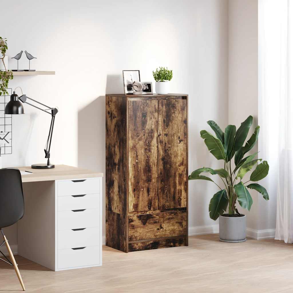 vidaXL Szafka z szufladą Dąb wędzony 55,5x34x119,5 cm Drewno klejone