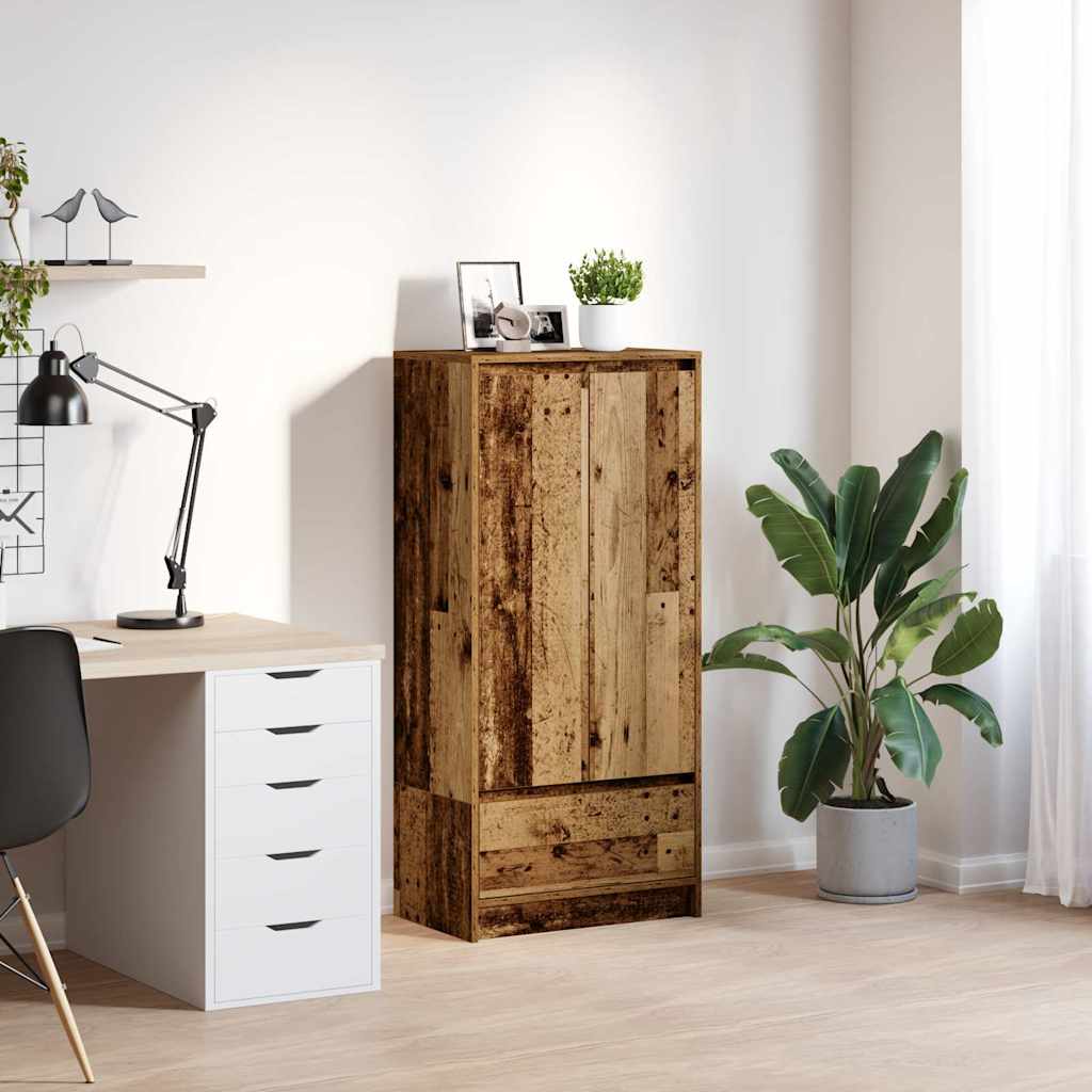vidaXL Szafka z szufladą Stare drewno 55,5x34x119,5 cm Drewno klejone