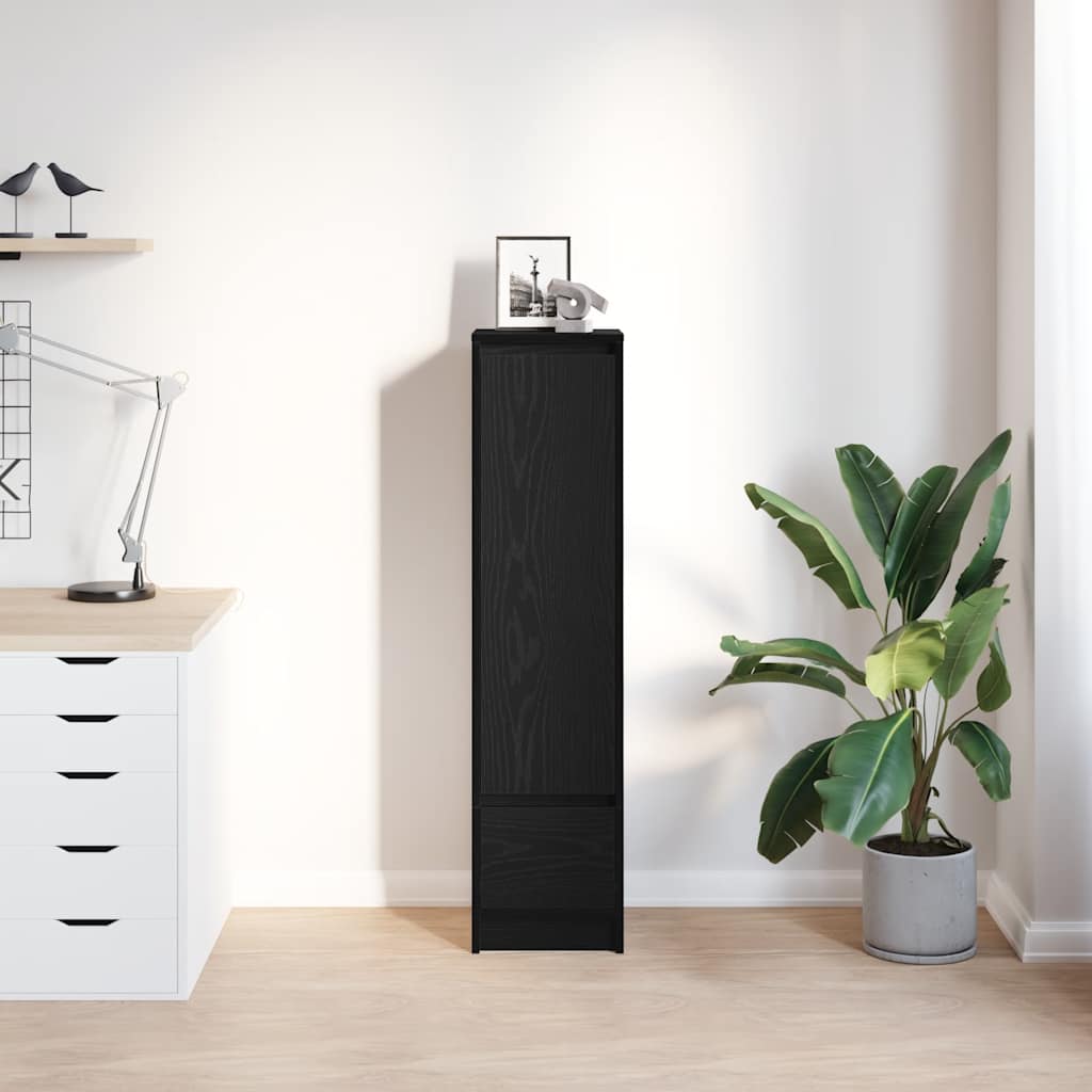 vidaXL Komoda czarna dąb 29,5x34x119,5 cm Drewno klejone