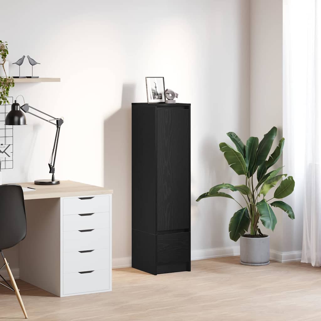 vidaXL Komoda czarna dąb 29,5x34x119,5 cm Drewno klejone