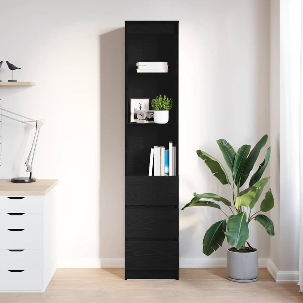 vidaXL Komoda czarna dąb 37,5x35x180 cm Drewno klejone