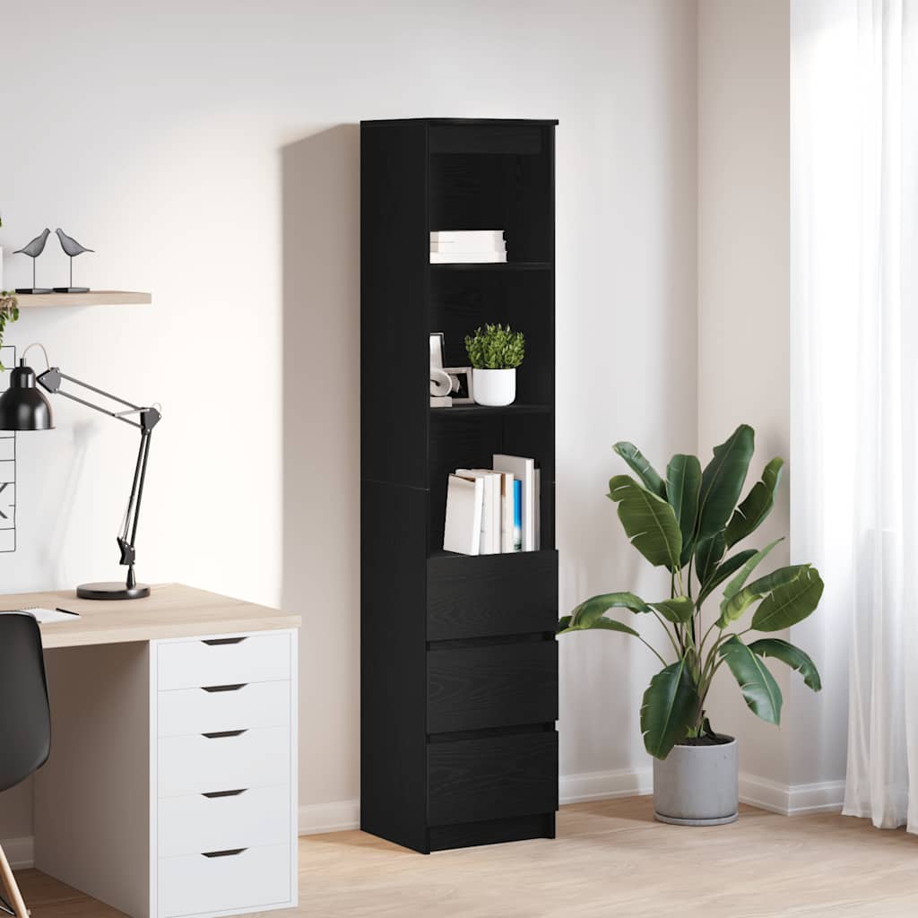 vidaXL Komoda czarna dąb 37,5x35x180 cm Drewno klejone