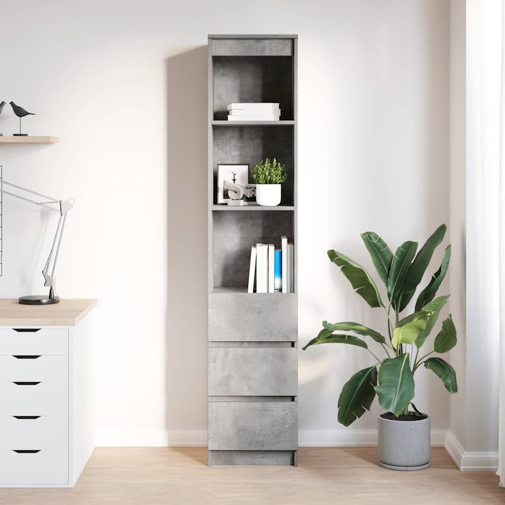 vidaXL Komoda betonowa szara 37,5x35x180 cm Drewno klejone