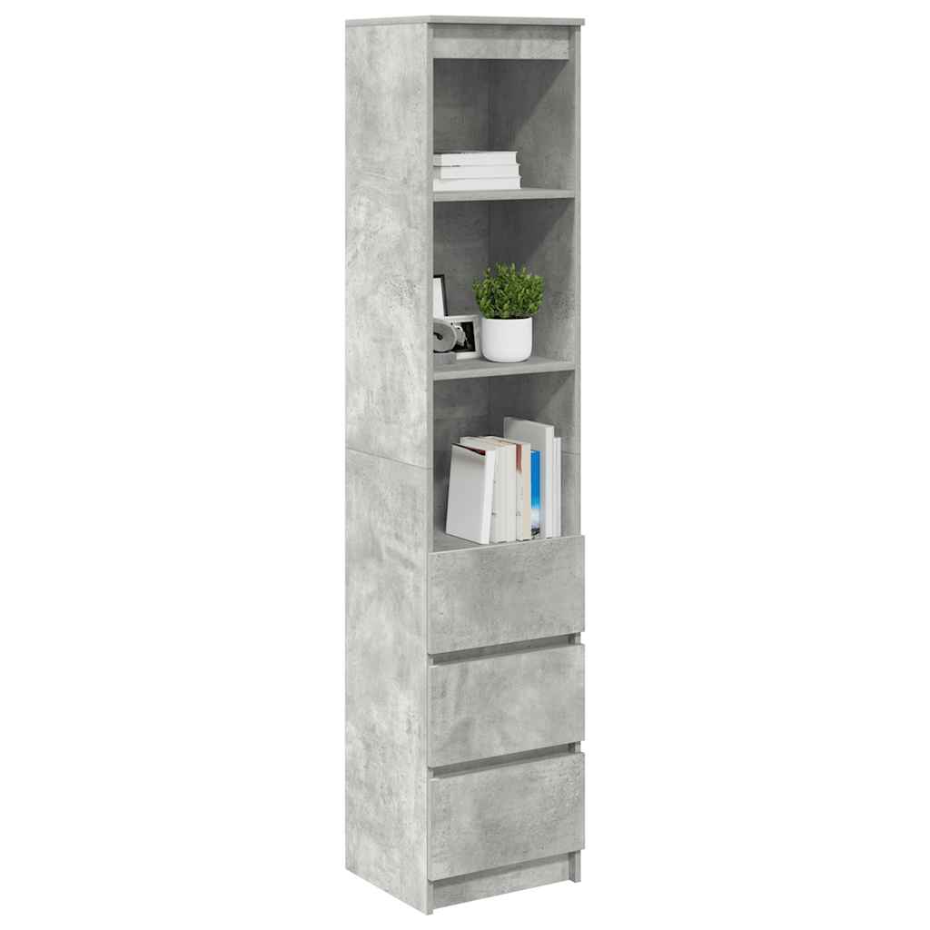 vidaXL Komoda betonowa szara 37,5x35x180 cm Drewno klejone