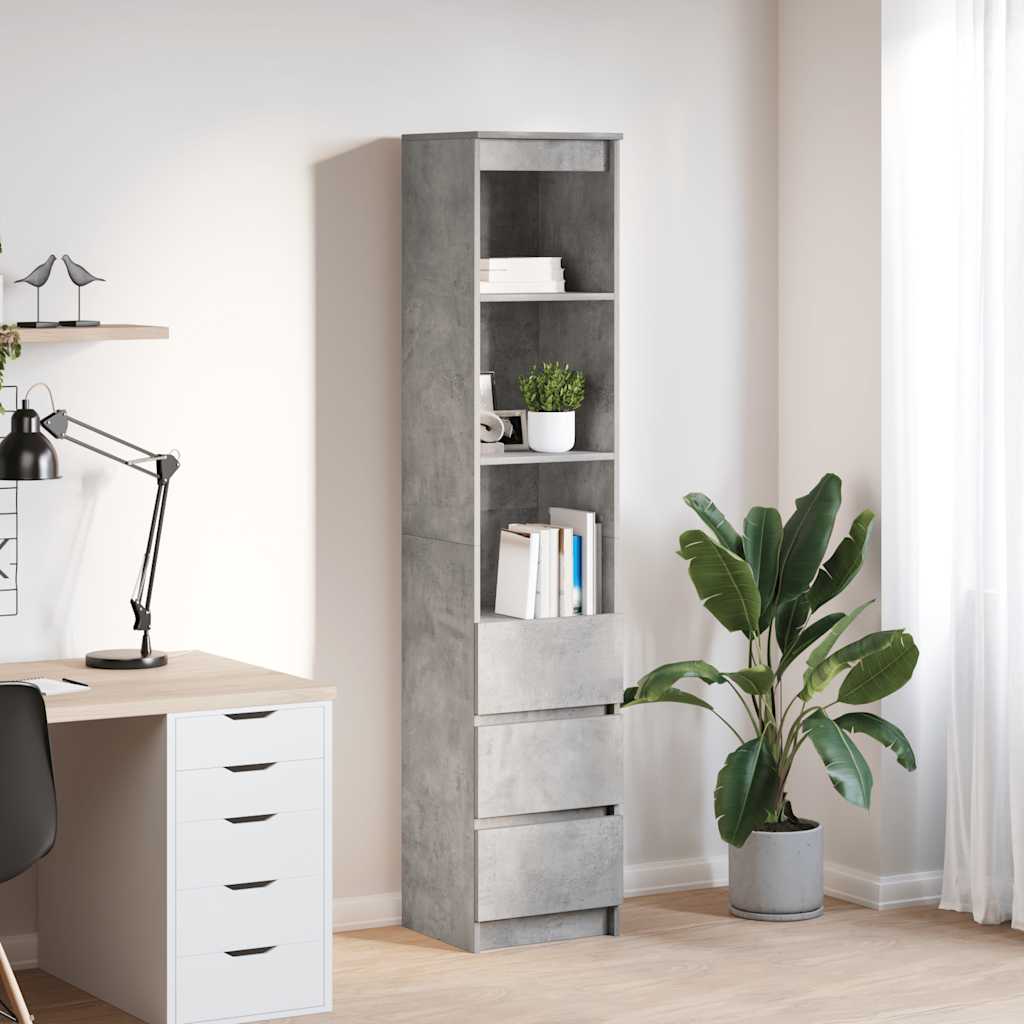 vidaXL Komoda betonowa szara 37,5x35x180 cm Drewno klejone