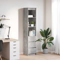 vidaXL Komoda betonowa szara 37,5x35x180 cm Drewno klejone