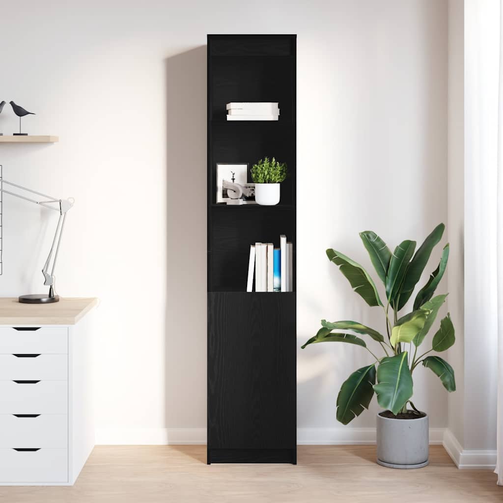 vidaXL Komoda czarna dąb 37,5x35x180 cm Drewno klejone
