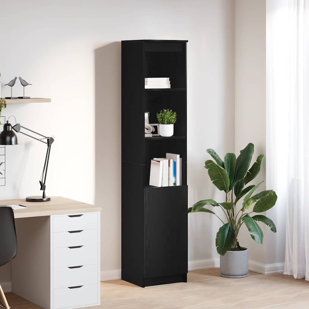 vidaXL Komoda czarna dąb 37,5x35x180 cm Drewno klejone