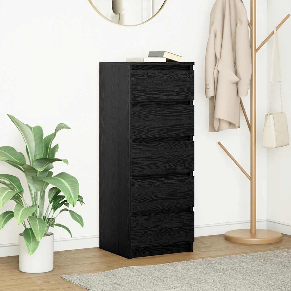 vidaXL Komoda z szufladami Czarny dąb 37,5x35x99 cm Drewno klejone