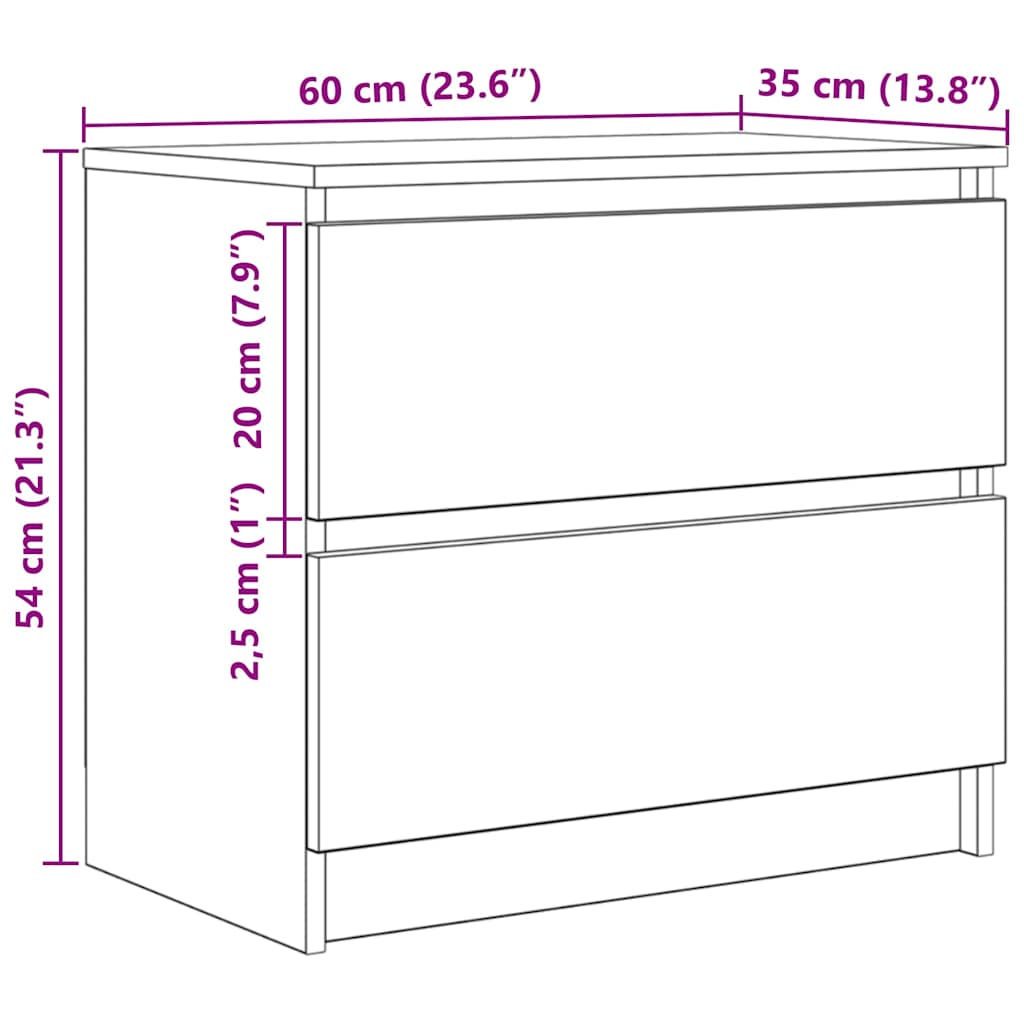 vidaXL Szafka RTV Biała 60x35x54 cm Drewno klejone