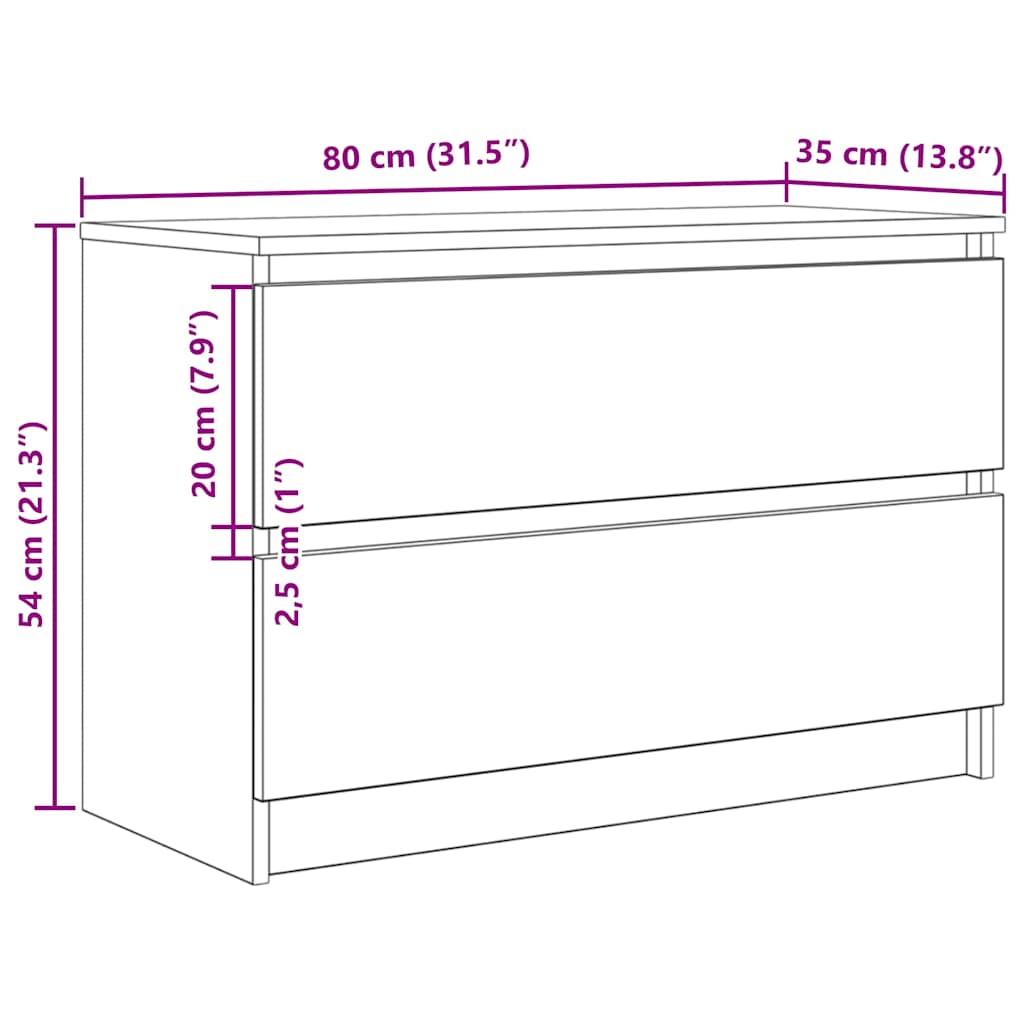 vidaXL Szafka RTV Biała 80x35x54 cm Drewno klejone
