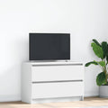 vidaXL Szafka RTV Biała 80x35x54 cm Drewno klejone