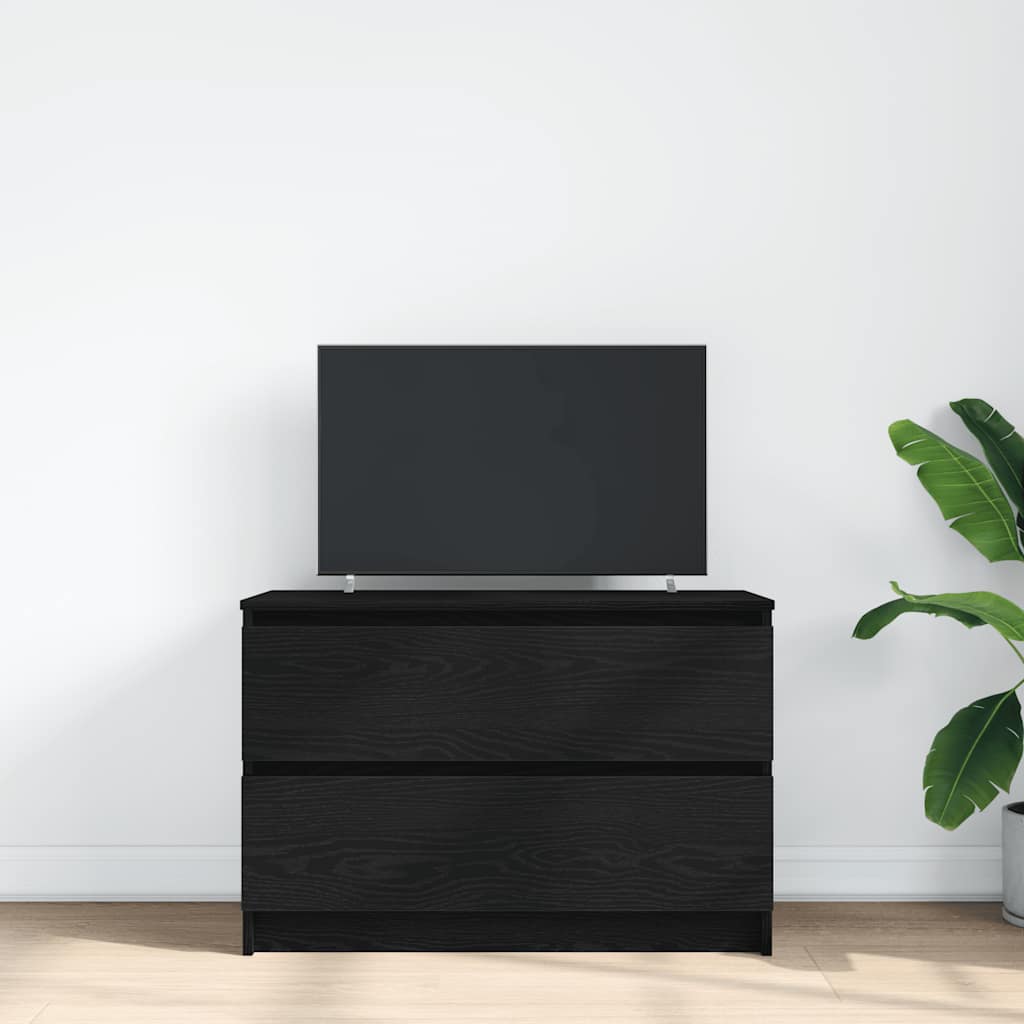 vidaXL Szafka pod TV Czarna 80x35x54 cm Drewno klejone