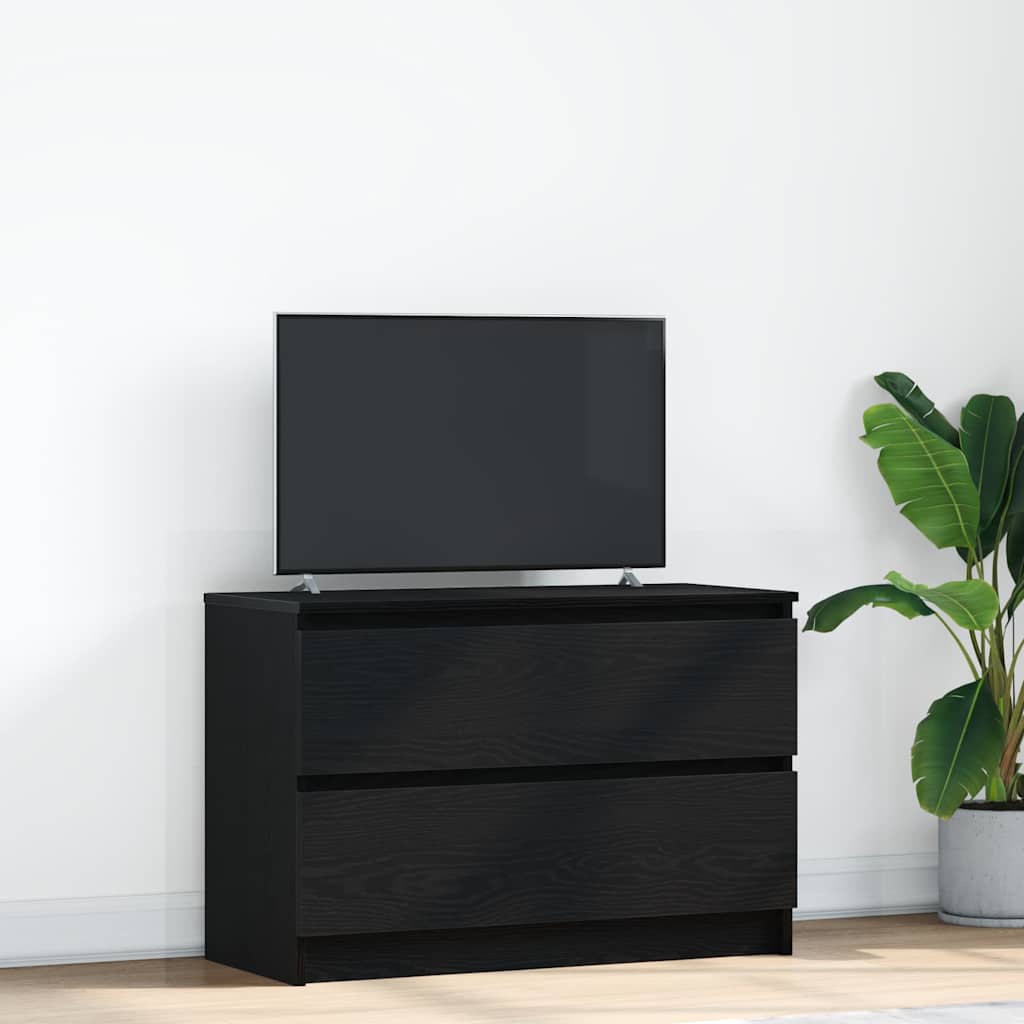 vidaXL Szafka pod TV Czarna 80x35x54 cm Drewno klejone