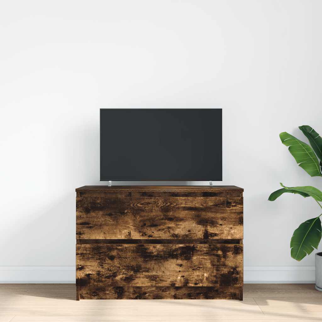 vidaXL Szafka RTV Dąb wędzony 80x35x54 cm Drewno klejone