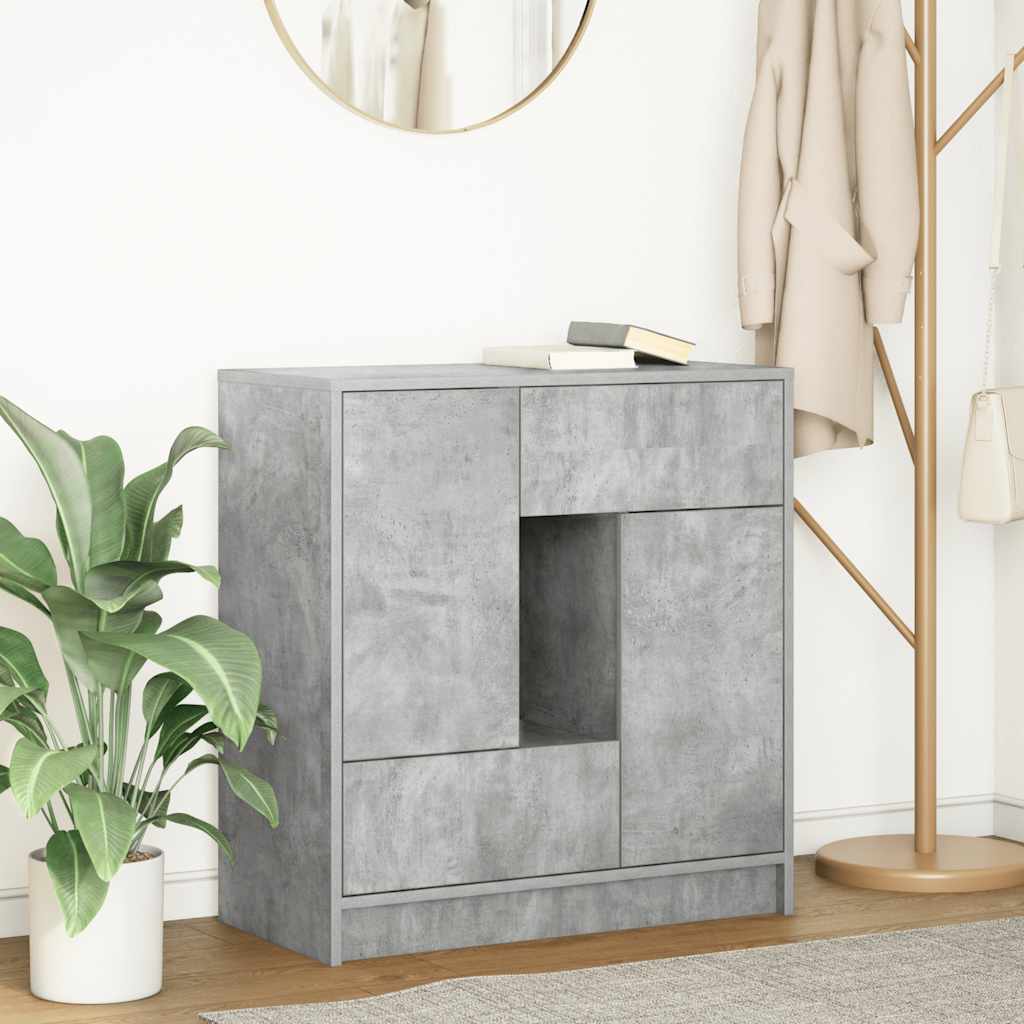 vidaXL Komoda z szufladami i drzwiami, szarość betonu, 70,5x34x74,5 cm
