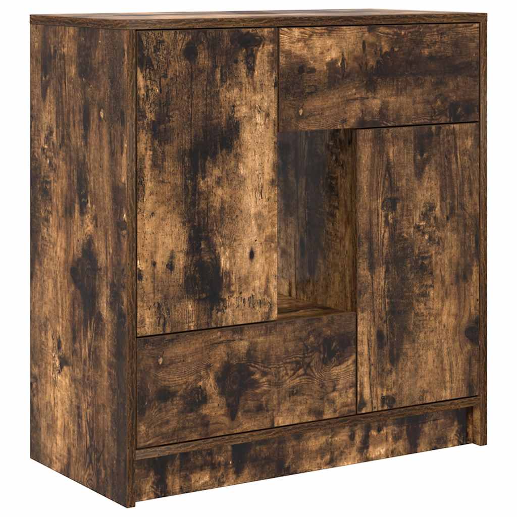 vidaXL Komoda z szufladami i drzwiami, przydymiony dąb, 70,5x34x74,5cm