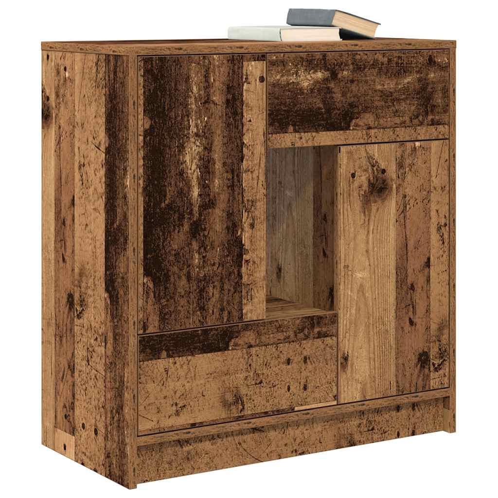 vidaXL Komoda z szufladami i drzwiami, stare drewno, 70,5x34x74,5 cm