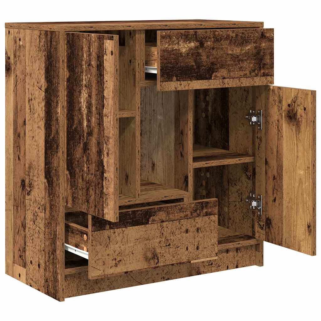 vidaXL Komoda z szufladami i drzwiami, stare drewno, 70,5x34x74,5 cm