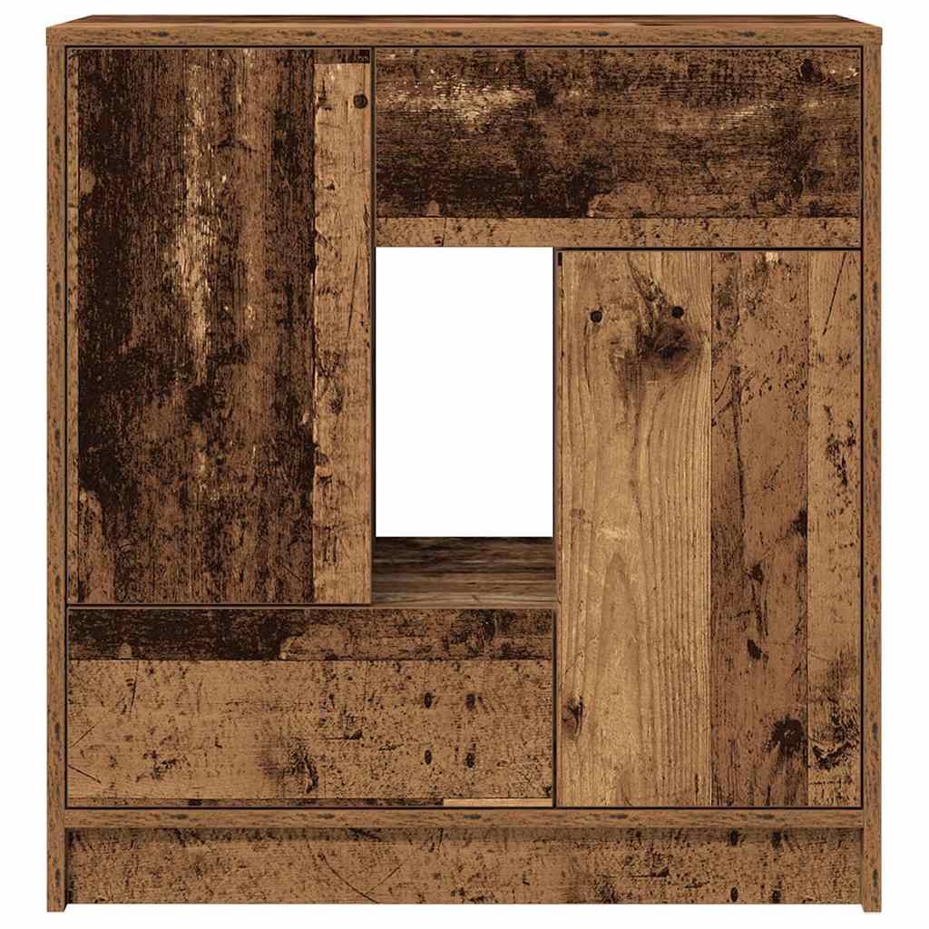 vidaXL Komoda z szufladami i drzwiami, stare drewno, 70,5x34x74,5 cm