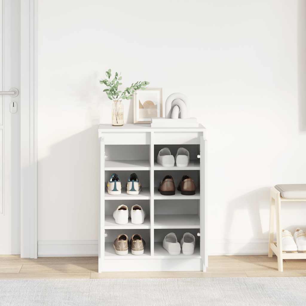 vidaXL Szafka na buty Biała 57x34x76 cm Drewno klejone