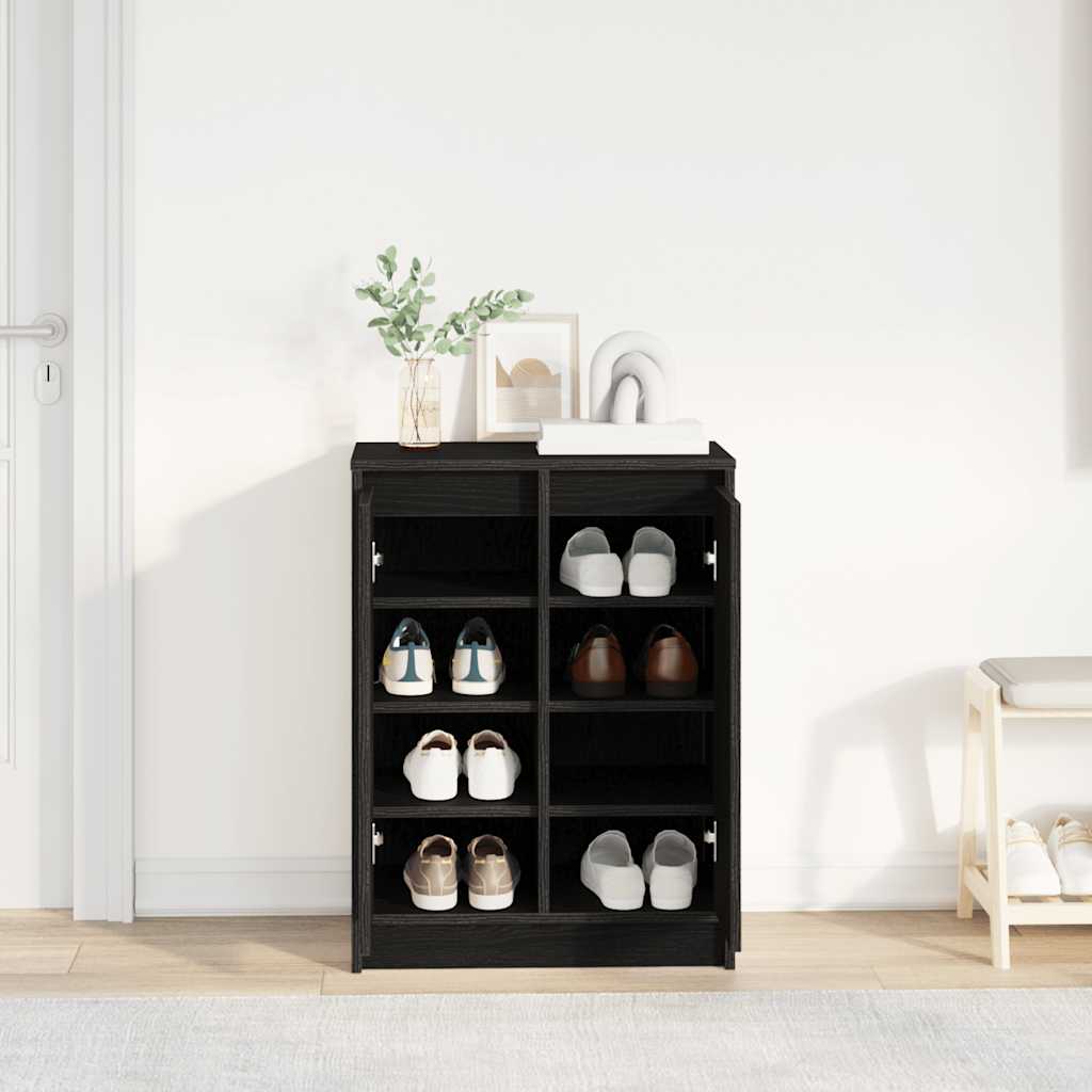 vidaXL Szafka na buty Czarny dąb 57x34x76 cm Drewno klejone