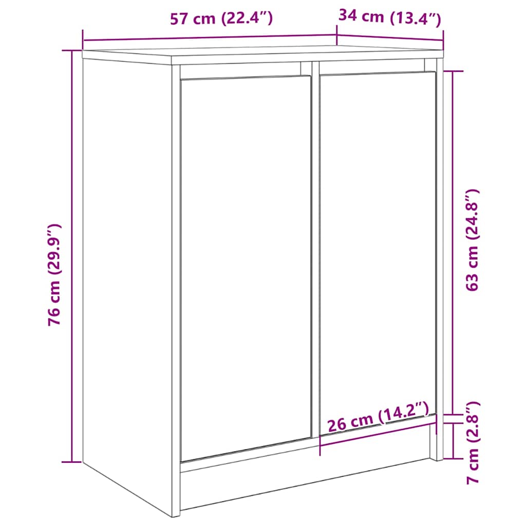 vidaXL Szafka na buty Beton Szary 57x34x76 cm Drewno klejone