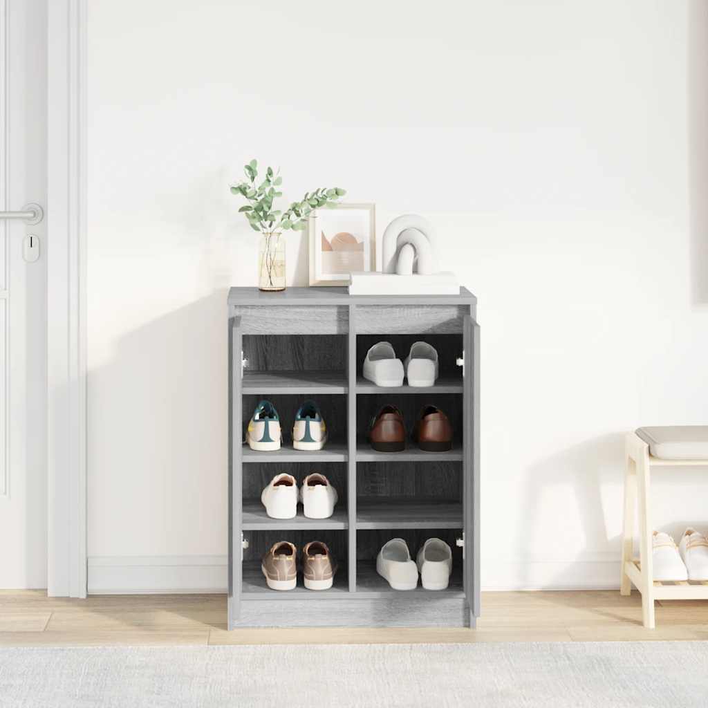 vidaXL Szafka na buty Szara Sonoma 57x34x76 cm Drewno klejone
