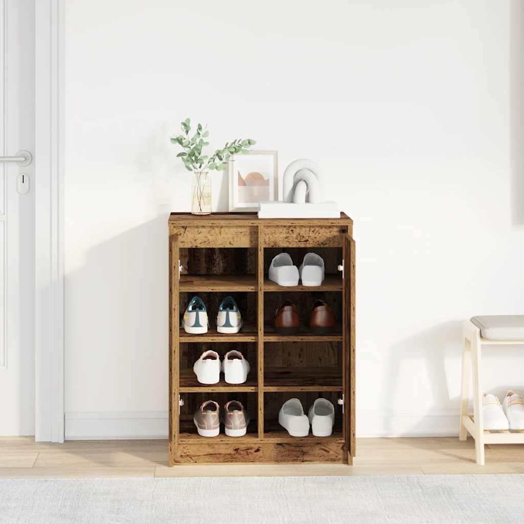 vidaXL Szafka na buty Stare drewno 57x34x76 cm Drewno klejone