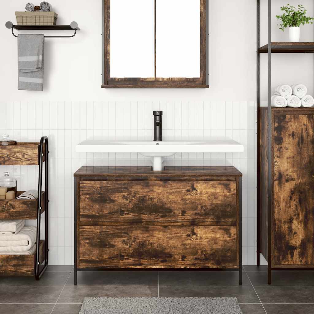 vidaXL Szafka pod umywalkę łazienkową z szufladami 90x34,5x60 cm