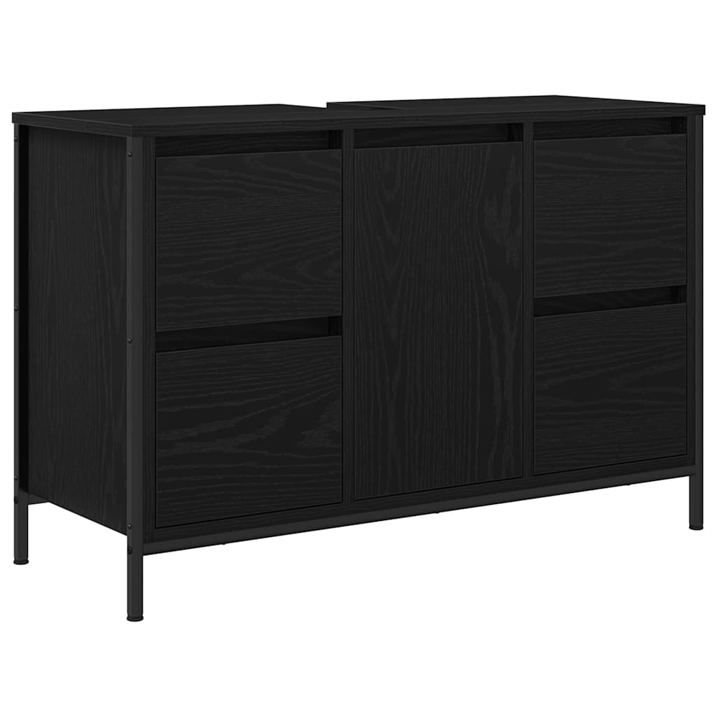 vidaXL Szafka pod umywalkę z szufladami, czarny dąb, 90x34,5x60 cm