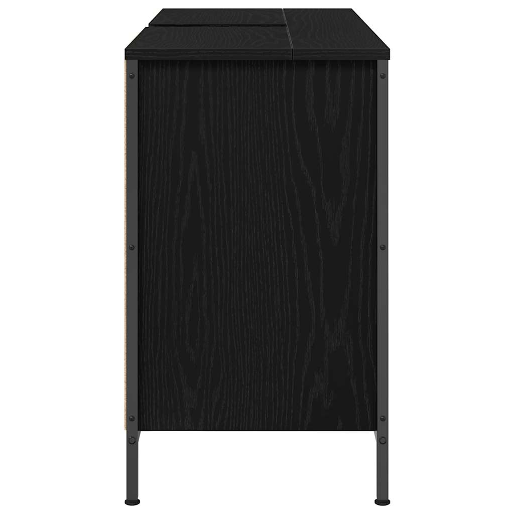 vidaXL Szafka pod umywalkę z szufladami, czarny dąb, 90x34,5x60 cm