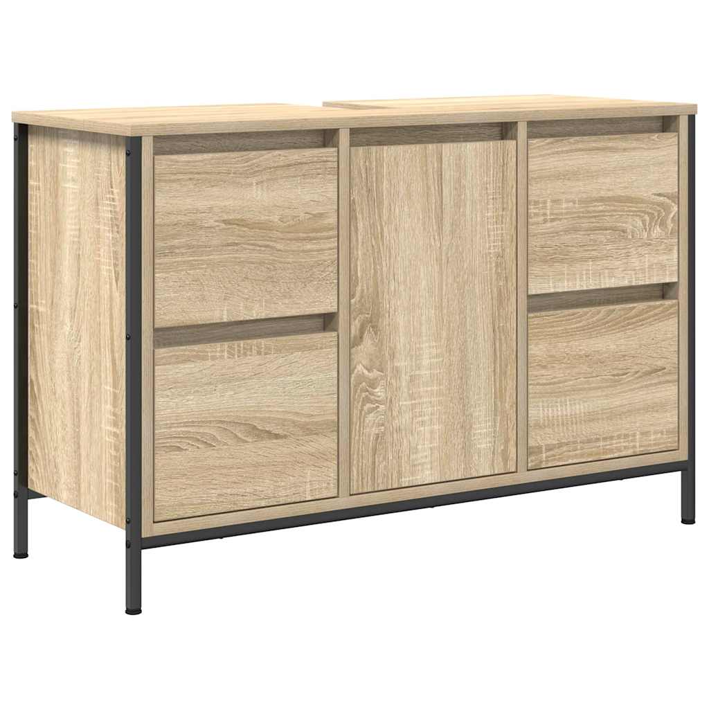 vidaXL Szafka pod umywalkę z szufladami, dąb sonoma, 90x34,5x60 cm