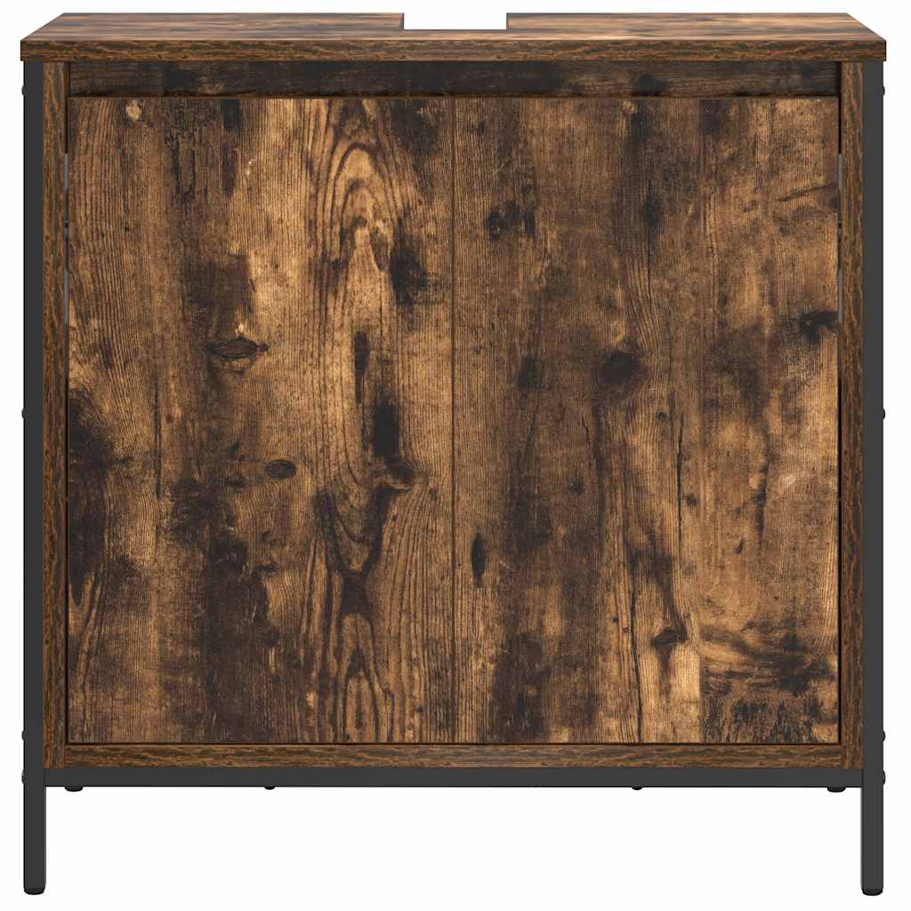 vidaXL Szafka pod umywalkę łazienkową, przydymiony dąb, 60x34,5x60 cm