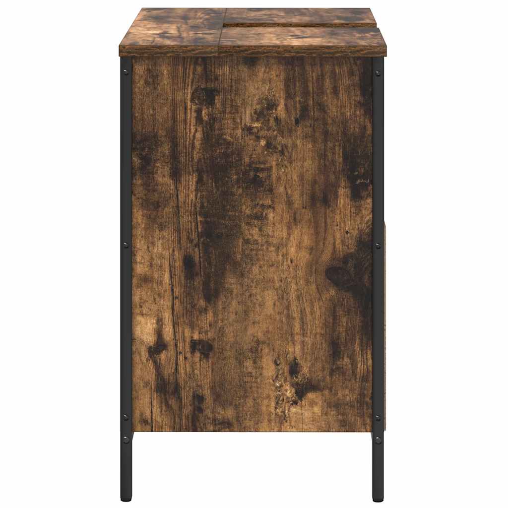 vidaXL Szafka pod umywalkę łazienkową, przydymiony dąb, 60x34,5x60 cm