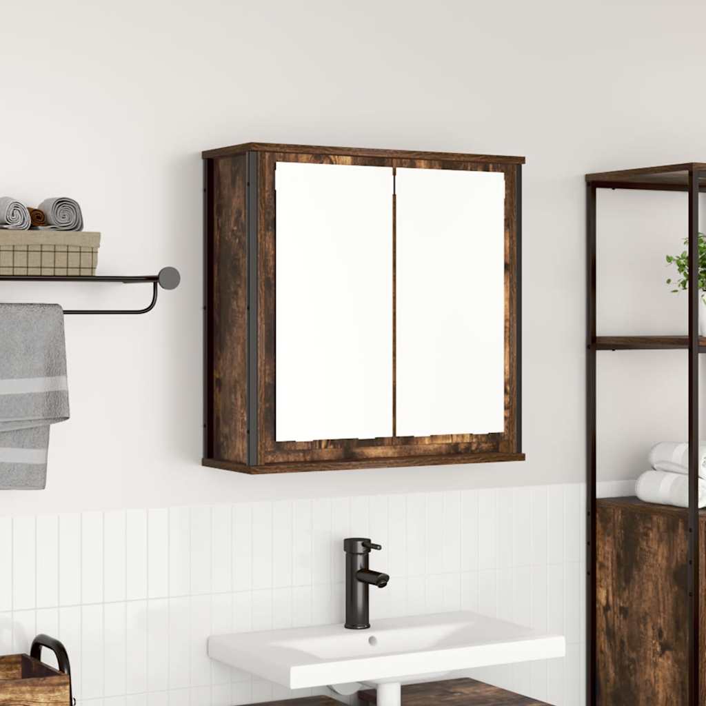 vidaXL Szafka ścienna łazienkowa z lustrem, przydymiony dąb 60x21x60cm