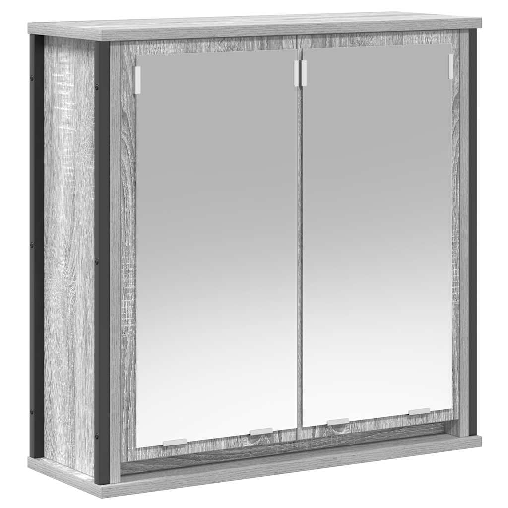 vidaXL Szafka ścienna łazienkowa z lustrem szary dąb sonoma 60x21x60cm