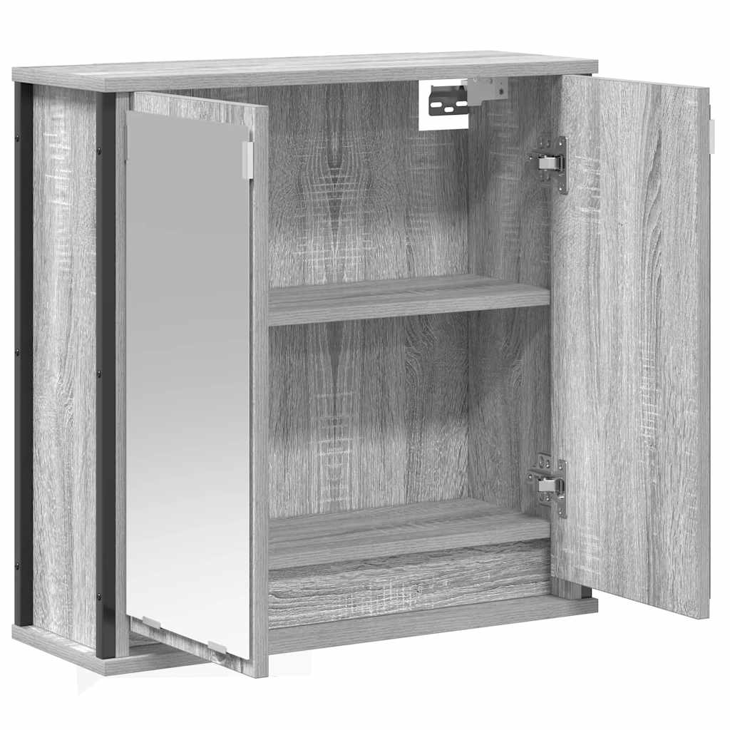 vidaXL Szafka ścienna łazienkowa z lustrem szary dąb sonoma 60x21x60cm