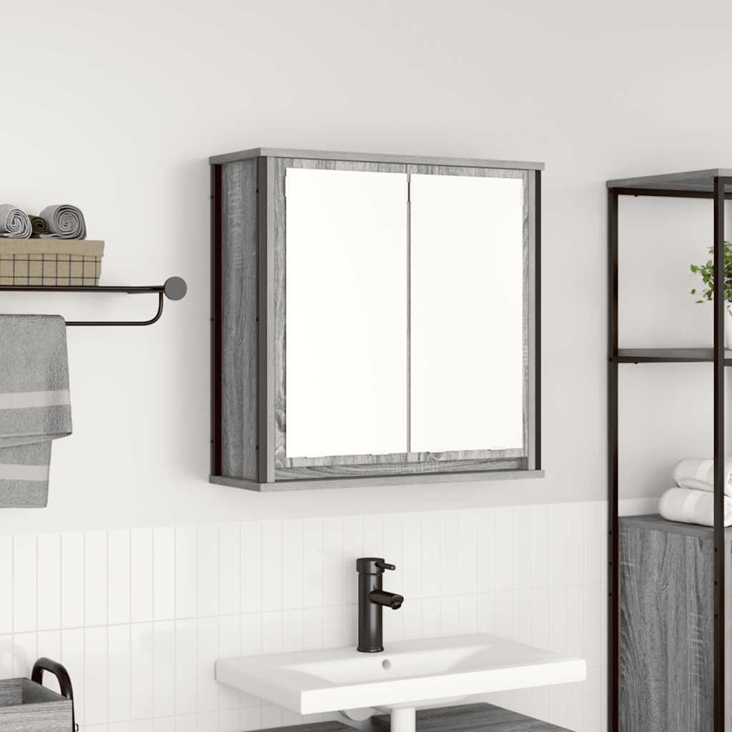 vidaXL Szafka ścienna łazienkowa z lustrem szary dąb sonoma 60x21x60cm