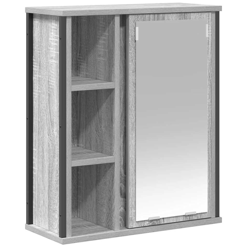 vidaXL Szafka ścienna łazienkowa z lustrem szary dąb sonoma 50x21x60cm
