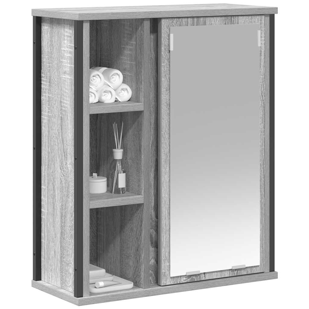 vidaXL Szafka ścienna łazienkowa z lustrem szary dąb sonoma 50x21x60cm