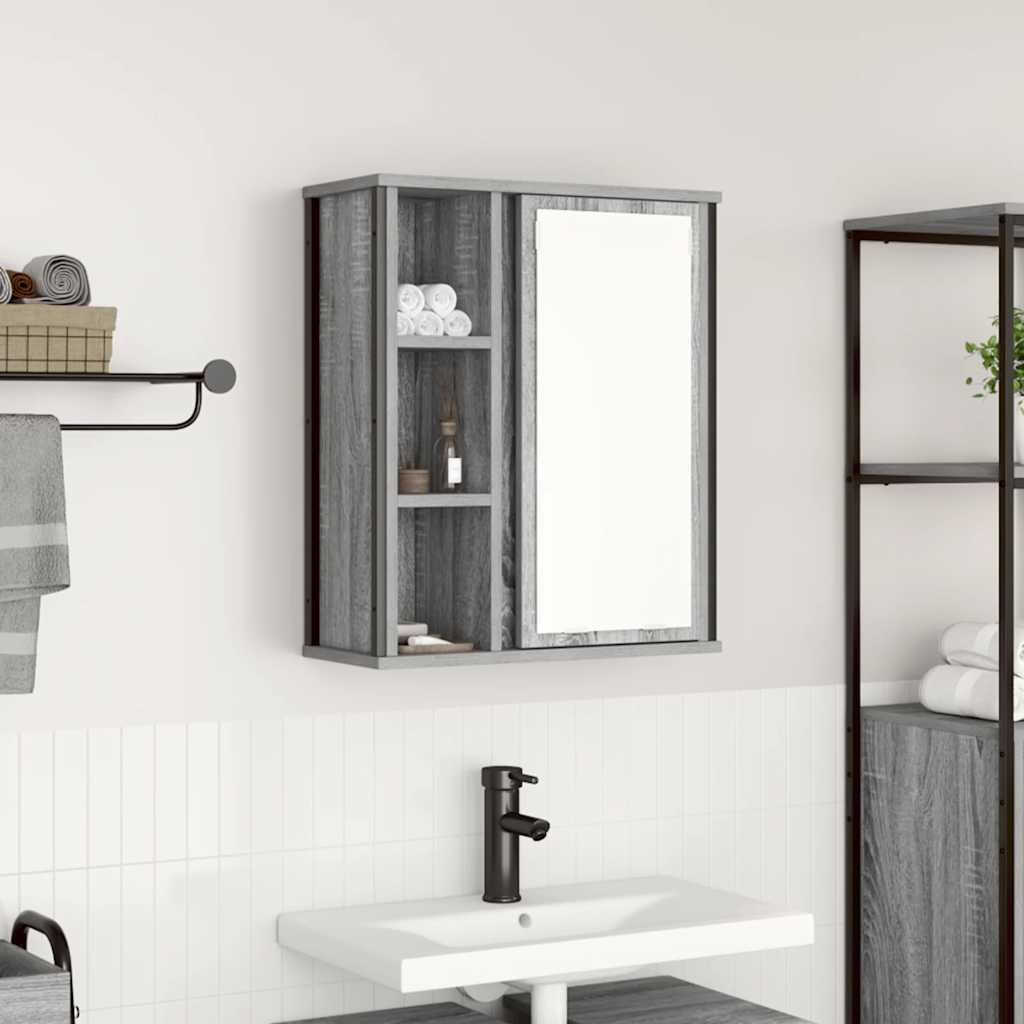 vidaXL Szafka ścienna łazienkowa z lustrem szary dąb sonoma 50x21x60cm