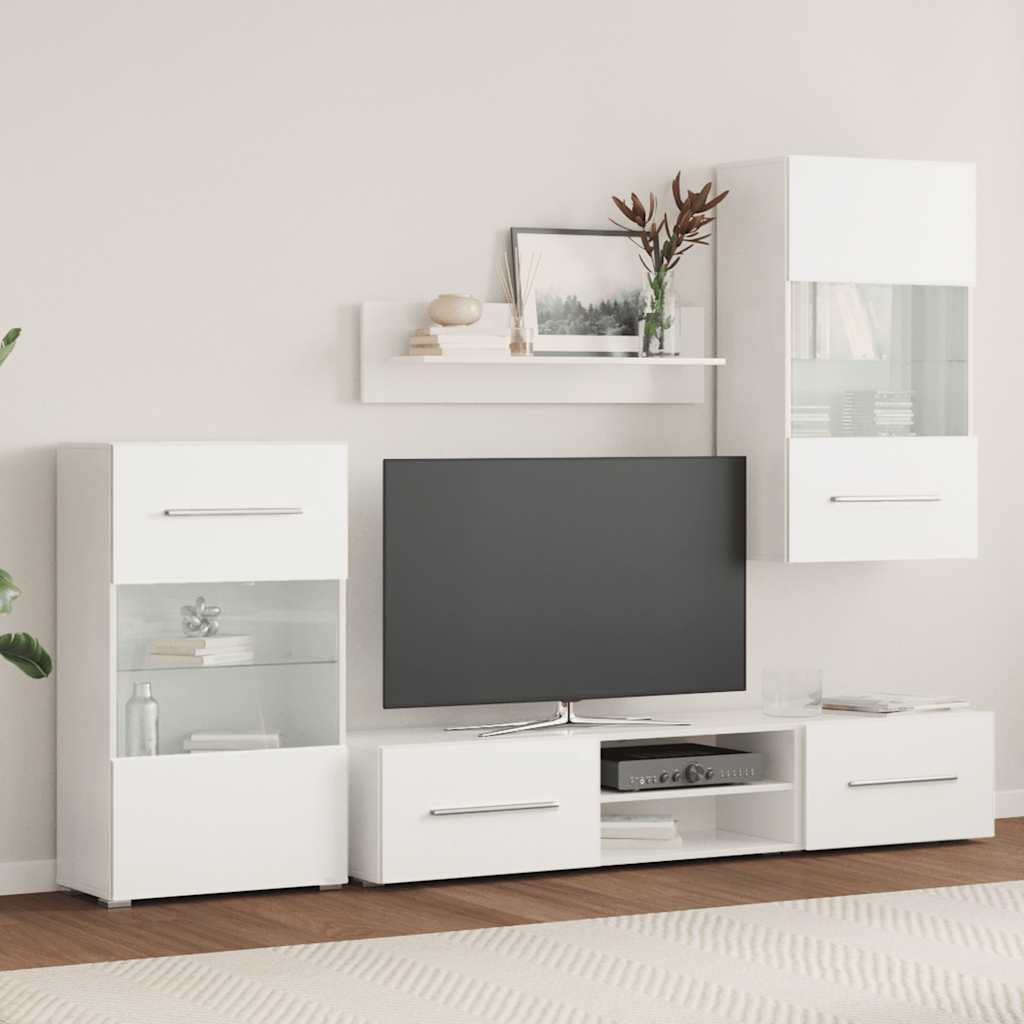 vidaXL 5-częściowe szafki pod telewizor z oświetleniem LED Matowa biel