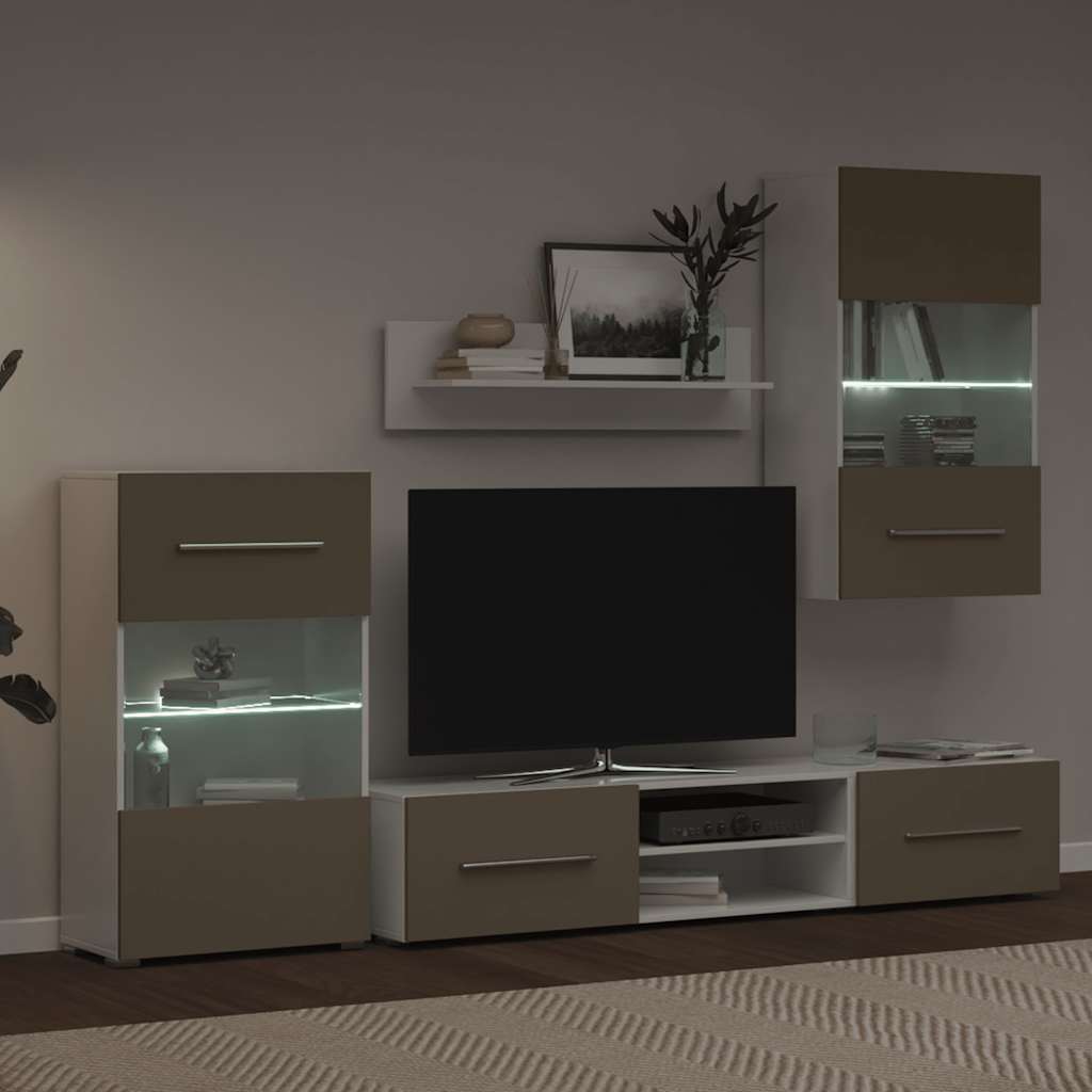vidaXL 5-częściowe szafki pod telewizor z oświetleniem LED